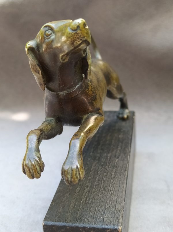 Statue en bronze animalier - chien "setter"