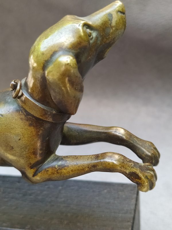 Statue en bronze animalier - chien "setter"